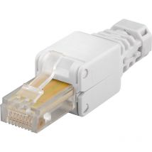 Werkzeugfreier RJ45-Stecker cat 5e utp ungeschirmt, Für 4 Kabeldurchmesser (5,2 mm/6,0 mm/6,4 mm/7,5 mm), Klemmleiste für werkzeugfreie LSA-Montage.
