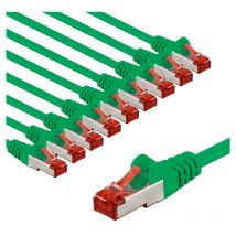 Cat 6 Câble Patch, s/ftp (PiMF), 1 m, vert, Lot de 10 - conducteur en cuivre (cu), gaine de câble sans halogène (lszh) - 1 m (67507) - Goobay