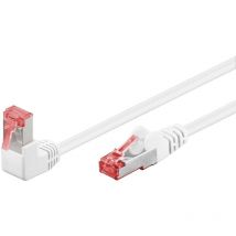 CAT 6 Patchkabel 1x 90° gewinkelt, S/FTP (PiMF), weiß, 1 m, Kupferleiter (CU), halogenfreier Kabelmantel (LSZH), Rastnase oben. Kabellänge 1 m
