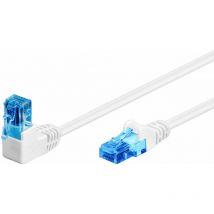 Cat 6A Câble Patch 1x 90° Coudé, u/utp, blanc, 5 m - conducteur en aluminium plaqué cuivre (cca), taquet d'ârret en haut (51539) - Goobay