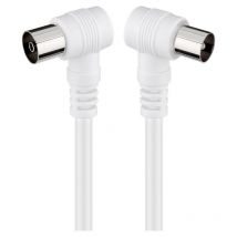 Goobay - Câble de raccordement antennes coudé (, Fiche coaxiale 90° Prise femelle coaxiale 90°, 2.5 m (11521)