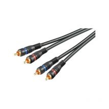 Wentronic - goobay Goobay 50434 Câble de Connexion Stéréo 2 x Cinch, Blindage Double, Noir, 10m Longueur de Câble