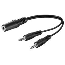 Adaptateur de câble audio en y 3,5 mm, 1x stéréo femelle vers 2x mono mâle, Prise Jack 3,5 mm (3 broches, stéréo) 2 connecteurs Jack 3,5 mm (2