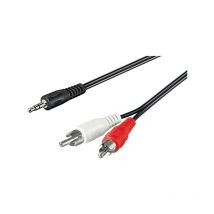 Goobay - 51649 Câble Adaptateur Audio aux, Prise Jack 3.5mm vers Cinch Mâle Stéréo, cu, Noir, 1.5m Longueur de Câble
