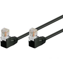 Cat 5e Câble Patch 2x 90° Coudé, u/utp, noir, 1 m, conducteur en aluminium plaqué cuivre (cca), 2x Prise RJ45 90° (8P8C). Longueur de câble 1 m