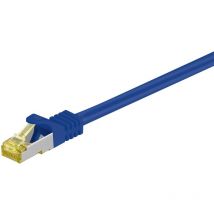 RJ45 Câble Patch, cat 6A s/ftp (PiMF), 500 MHz, avec cat 7 Câble Brut, bleu, gaine de câble lszh sans halogène, cuivre, connecteur RJ45 (cat 6A).
