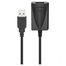 Wentronic - Câble d'Extension usb Actif, 5 m, noir, fiche usb 2.0 (type a) prise usb 2.0 (type a). Longueur de câble 5 m