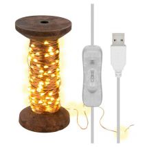 Guirlande Lumineuse led 'Bobine de Fil', grande - avec câble usb de 3 m, guirlande lumineuse de 15 m avec 150 micro LEDs en blanc chaud (2700 k) et