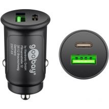 Goobay - Dual-USB Auto-Schnellladegerät usb-c pd (Power Delivery) (27 w), 27 w (12/24 V)geeignet für Geräte mit usb-c (Power Delivery) wie z.B.