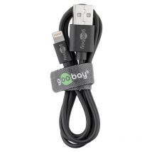 Câble de Charge et de Synchronisation Lightning usb câble MFi pour Apple iPhone/iPad, noir, 0,5 m (72904) - Goobay