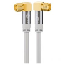SAT-Antennenkabel (135 dB), 4x geschirmt, vergoldet, F-Stecker 90° F-Stecker 90°. Kabellänge 10 m