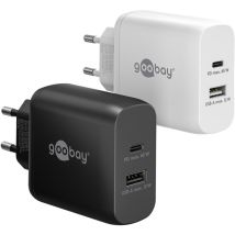 Goobay - Usb-c Pd Gan Dual-schnellladegerät (65 W) Schwarz, 1x Usb-c -anschluss (power Delivery) Und 1x Usb-a-anschluss. Farbversion Schwarz