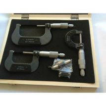 Toolzone - Good Quality 3 Pc External Adjustable Metric Micrometer Carbide Anvils Tool Set