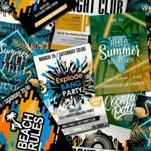 Montecolino - Papier peint Good Vibes Club Posters Vert et orange Noordwand