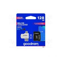 Dormigood - goodram GoodRam Card memory with adapter and card reader am All in one M1A4-1280R12 128GB - High Capacity sd (MicroSDHC) (M1A4-1280R12)