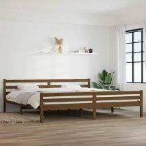 Bed Frame Honey Brown Solid Wood 200x200 cm - Goodvalue