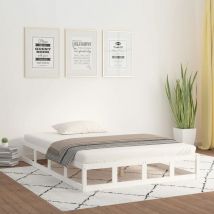 Bed Frame White 120x190 cm Small Double Solid Wood - Goodvalue