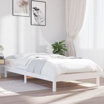 Bed Frame White 90x190 cm Single Solid Wood Pine - Goodvalue