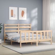 Bed Frame with Headboard 160x200 cm Solid Wood - Goodvalue