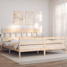 Bed Frame with Headboard 200x200 cm Solid Wood - Goodvalue