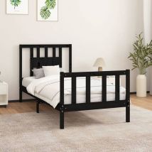 Bed Frame with Headboard Black Solid Wood Pine 90x200 cm - Goodvalue