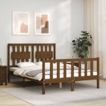 Bed Frame with Headboard Honey Brown 120x200 cm Solid Wood - Goodvalue