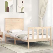 Bed Frame with Headboard Single Solid Wood - Goodvalue