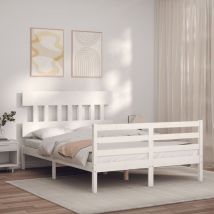 Bed Frame with Headboard White 120x200 cm Solid Wood - Goodvalue