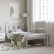 GoodValue Metal Bed Frame with Headboard and Footboard White 100x200 cm