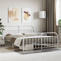 Metal Bed Frame with Headboard and Footboard White 160x200 cm - Goodvalue