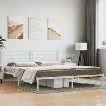 Metal Bed Frame with Headboard White 193x203 cm - Goodvalue