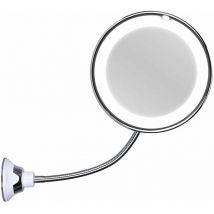 Ousudela - Gooseneck Cosmetic Mirror, 17 cm, 10x Magnification, led Illuminated, with Powerful Suction Cup, 360 Degree Rotatable, Daylight, Battery