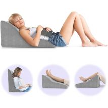 1 pc Coussin de Lecture 51x32x61CM en Mousse, Coussins Tete de lit pour Lit, Coussin Housse Amovible et Lavable, Gris - Goplus