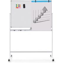 120 x 80 cm Lavagna Mobile Doppia Faccia, Regolabile in Altezza con Pennarelli & Gomma, Ruote Bloccabili, Struttura Metallica, Lavagna Cancellabile