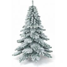180CM /225CMSapin de Noel Artificiel Enneige, avec 657/1313 Branches en pvc Ignifuge, Feuilles Epaissies Inodore, Base en Fer, Arbre de Noel Floque