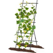 GOPLUS 187 cm Traliccio da Giardino, con Struttura in Metallo Rivestita in PE, Rete di Sostegno, Clip di Fissaggio, Fascette Stringitubo, Supporto in