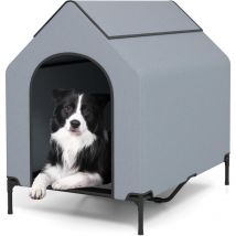 2 en 1 Niche Surélevée pour Chien, Tente pour Chien Résistant aux Intempéries avec Fenêtres Ventilées, Lit en Tissu Maillé, pour Intérieur Extérieur