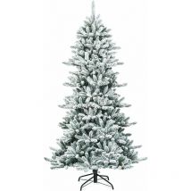 210CM Arbre Noel Crayon Artificiel Floque de Neige a Charniere Non Eclaire de avec 1108 Branches, Sapin de Noel Artificiel Base en Metal, Decoration