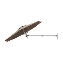 247CM Parasol Cantilever Mural, Parasol de Terrasse avec Tête Inclinable & Support Réglable, avec 8 Baleines, Aération, Brun - Goplus