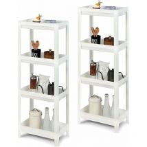 2er Set Küchenwagen mit 4 Ebenen, Organisationswagen, Nischenregal, platzsparendes Badregal für Bad, küche, 36 x 23 x 99,5 cm, weiß - Goplus