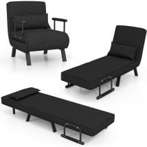 Goplus - 4 in 1 Schlafsessel mit Bettfunktion, Schlafsofa mit 6-Fach verstellbare Rückenlehne & abnehmbarem Kissen & gepolstertem Sitz, Relaxsessel
