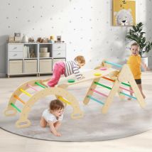 Triangle d'Escalade Enfants 6 en 1 Goplus avec Toboggan, Rampe, Échelle - Charge 50KG - Aire de Jeux pour Bébé 1 Ans+, Coloré