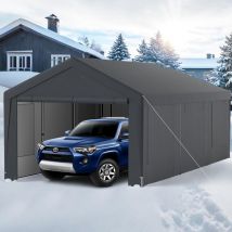 Goplus - Abri Tente Garage 3x6 m, Tente de Stockage, Carport Résistant aux Intempéries, avec Couverture et 8 Parois Amovibles, pour Fêtes, Stands de