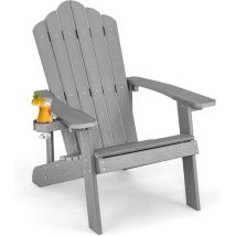 Adirondack Gartenstuhl Mit Getränkehalter, Gartensessel Mit Komfortabler Rücklehne & Breiten Armlehnen, Wetterfester Gartenstuhl Für Garten Terrasse 