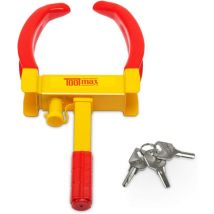 Antivol Voiture avec 3 Clés, Serrure Portable de Fixation sur Roue, Largeur Réglable, Bloque Roue Sécurité Antidémarrage et Anti-perçage, pour