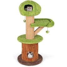 Arbre à Chat Design Champignon 148cm, Arbre a Chat avec 2 Condos, Hamac, Plateforme, Griffoir en Sisal, Balles, Coussins Amovibles Lavables pour Se