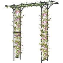 Goplus - Arche de Jardin Fer 205 cm, Arche de Jardin avec Treillis pour Plantes Grimpantes, Vignes, Roses, Arche Décorative Extérieure pour Cérémonie
