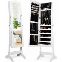 Goplus - Armoire à Bijoux avec Miroir Réglable, Armoire à Bijoux sur Pieds, Organiseur de Bijoux Verrouillable, Armoire de Rangement avec Miroir,