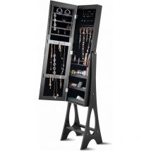 Goplus - Armoire à Bijoux sur Pied avec Lumières led et Miroir,Rangement avec Miroir Plein Longueur sur le Miroir,Organisateur d'Armoire à Bijoux