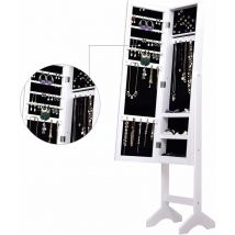 Goplus - Armoire à Bijoux sur Pied,Miroir Plein Longueur,Foret à Résine en Surface,Stockage des Bijoux,Flanelle Noire,Blanc